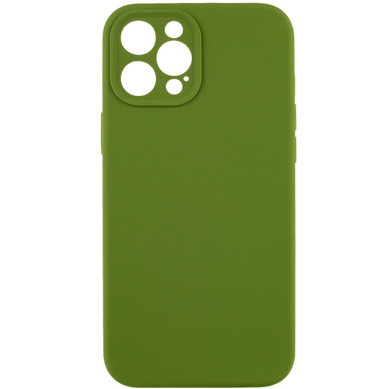 Чохол Silicone Case Full Camera Protective (AA) NO LOGO для Apple iPhone 12 Pro (Зелений / Dark Olive)