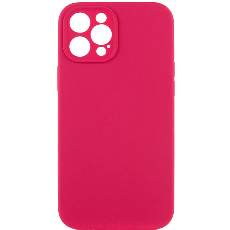 Чохол Silicone Case Full Camera Protective (AA) NO LOGO для Apple iPhone 12 Pro Max (Червоний / Rose Red)