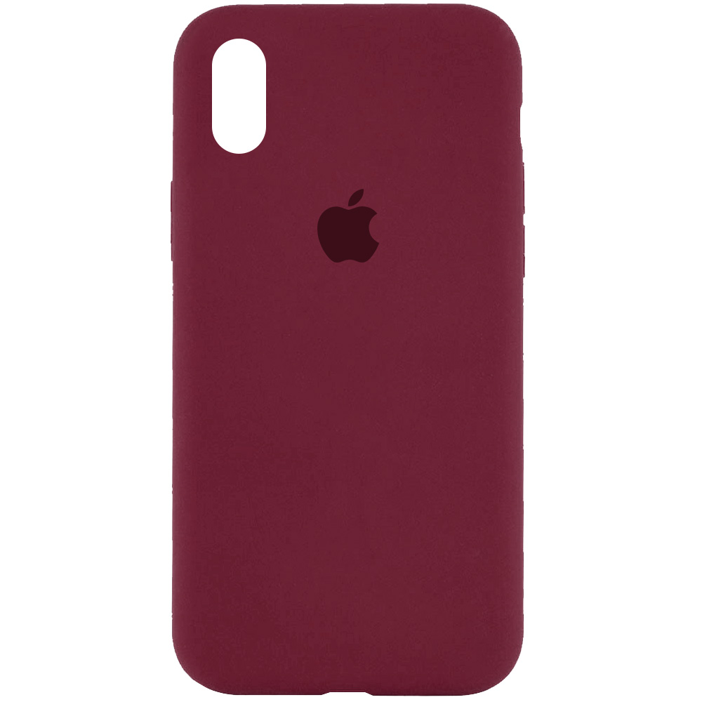Чехол Silicone Case Full Protective (AA) для Apple iPhone X (5.8") (Бордовый / Plum)