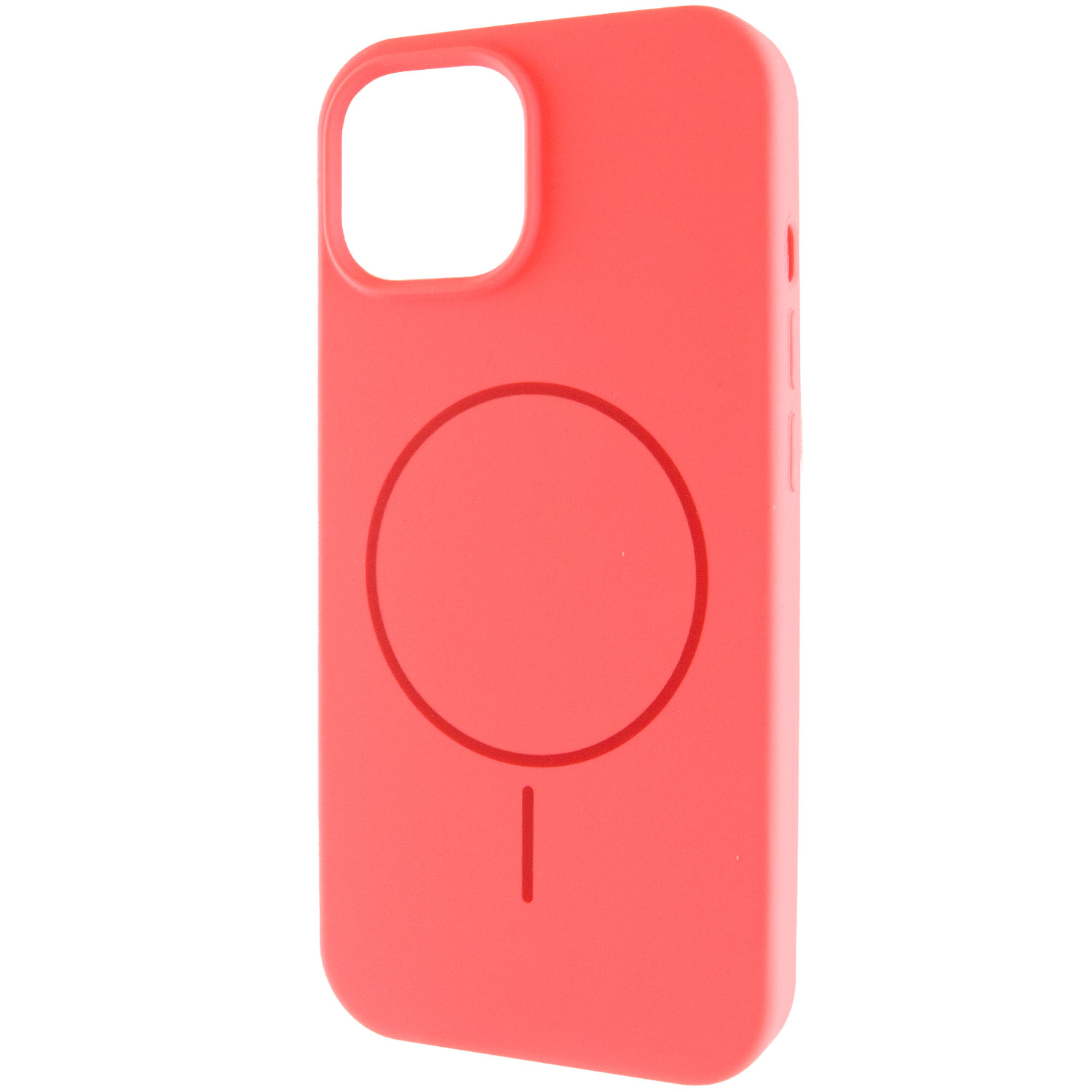 Чехол Silicone Case Full Protective (AA) NO LOGO with MagSafe для Apple iPhone 15 (6.1") (Арбузный / Watermelon red)