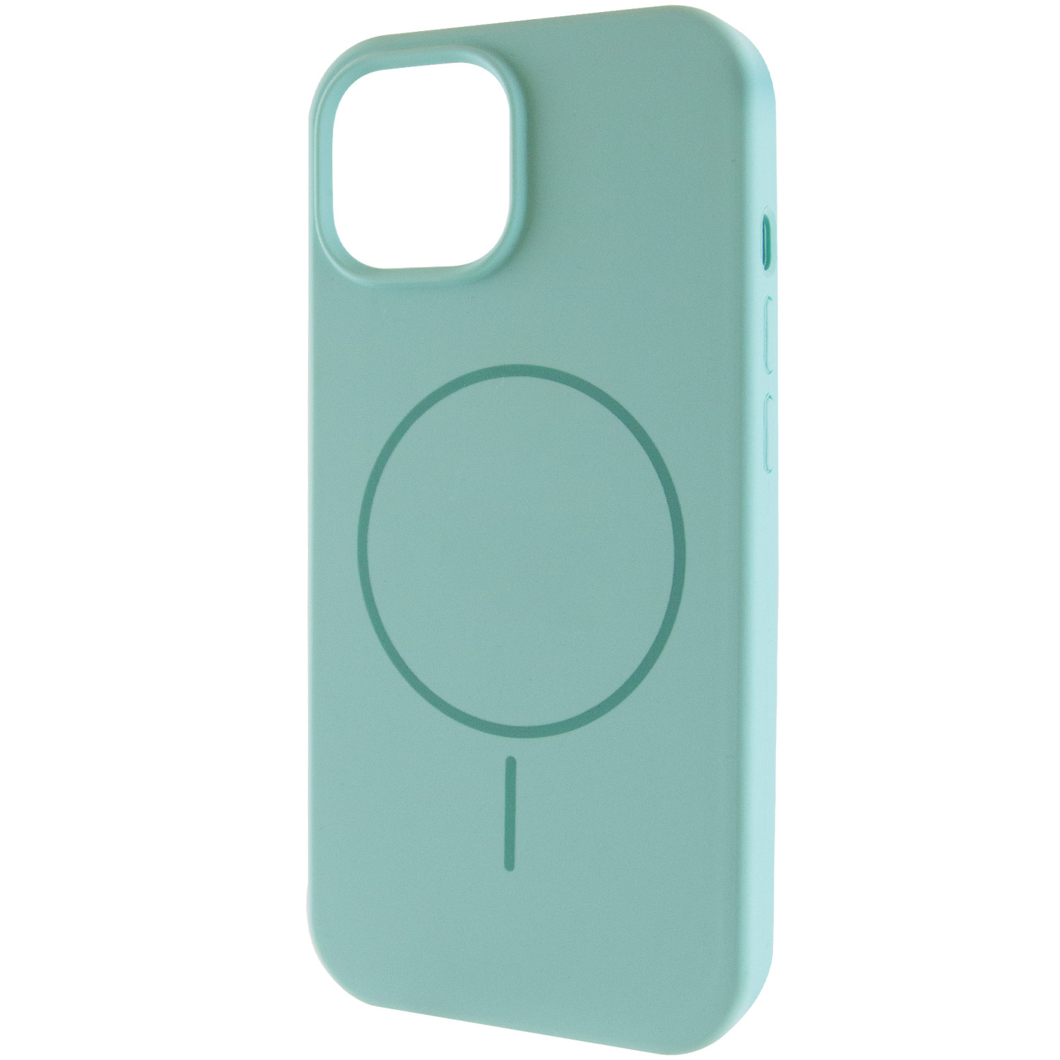 Чехол Silicone Case Full Protective (AA) NO LOGO with MagSafe для Apple iPhone 15 (6.1") (Бирюзовый / Light Turquoise)