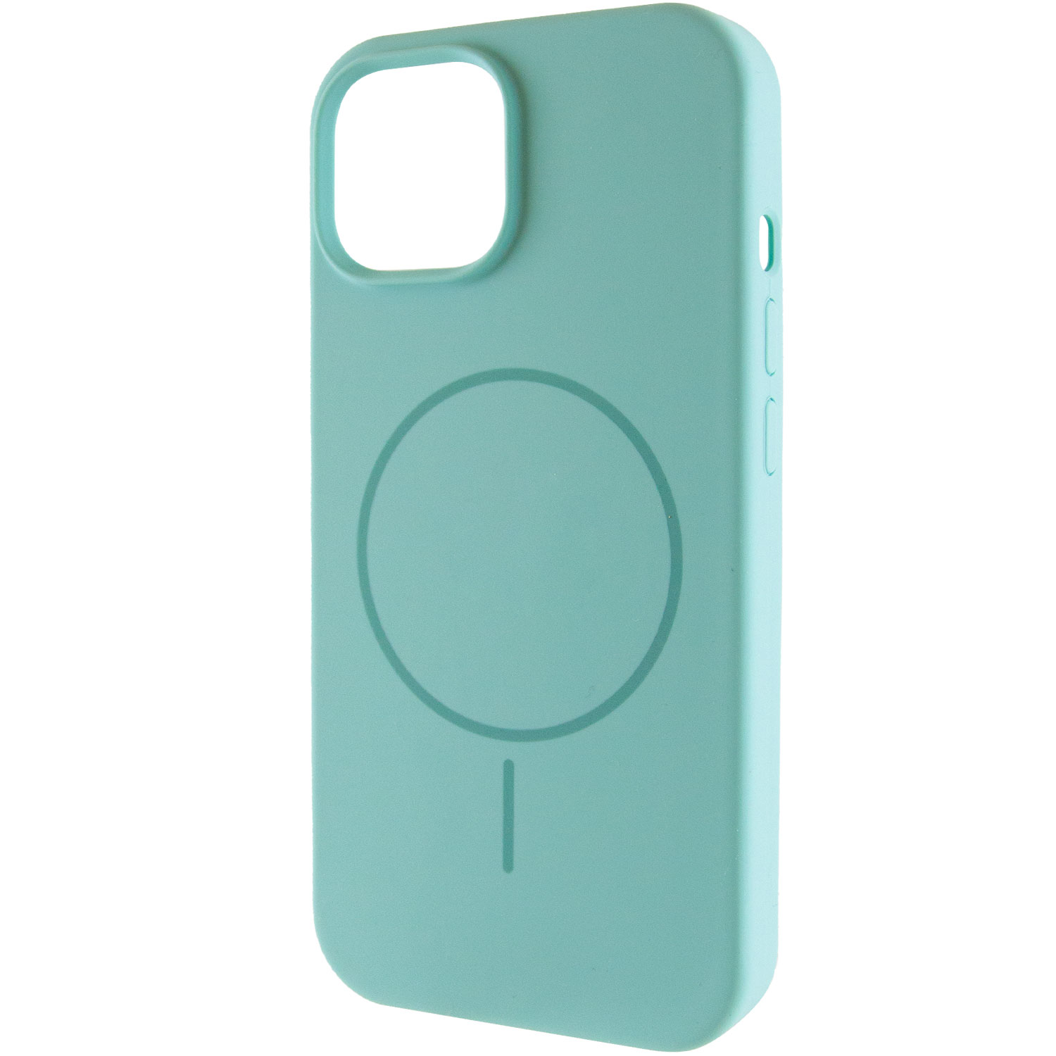 Чехол Silicone Case Full Protective (AA) NO LOGO with MagSafe для Apple iPhone 15 (6.1") (Бирюзовый / Marine Green)