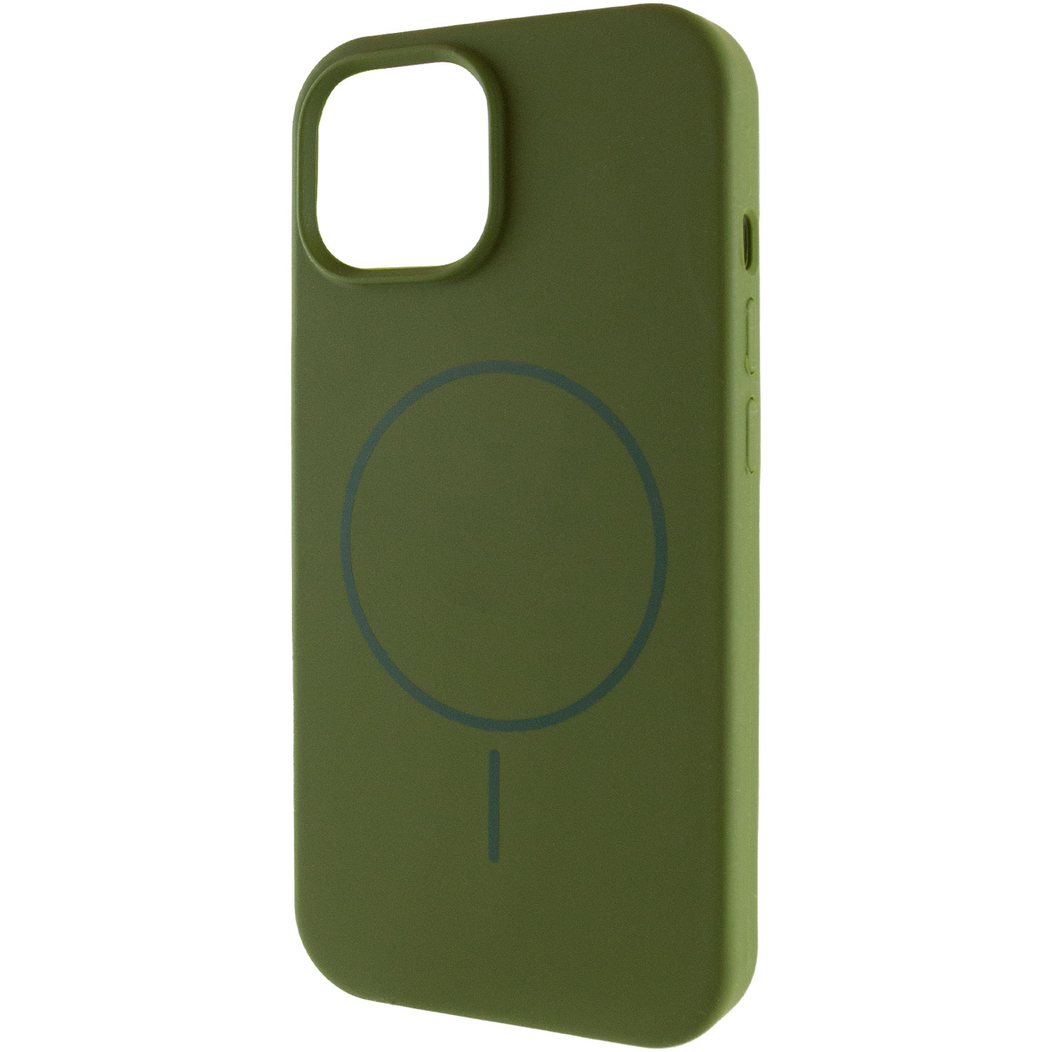 Чохол Silicone Case Full Protective (AA) NO LOGO with MagSafe для Apple iPhone 15 (6.1") (Зелений / Dark Olive)