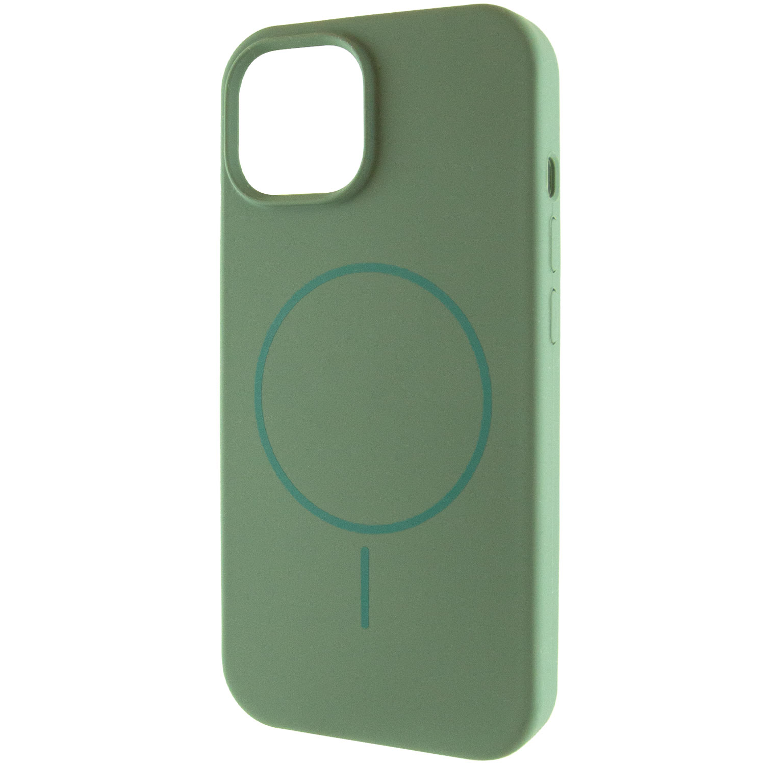 Чехол Silicone Case Full Protective (AA) NO LOGO with MagSafe для Apple iPhone 15 (6.1") (Зеленый / Pine green)