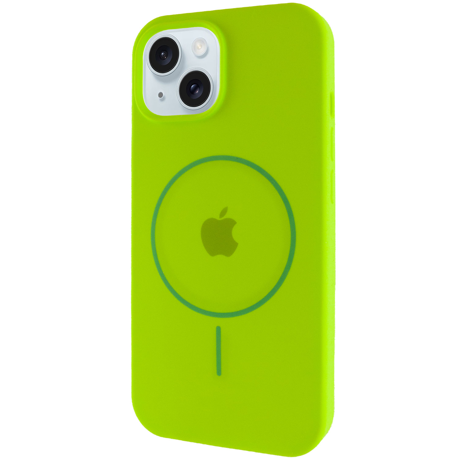 Чохол Silicone Case Full Protective (AA) with MagSafe для Apple iPhone 13 (6.1") (Салатовий / Neon green)