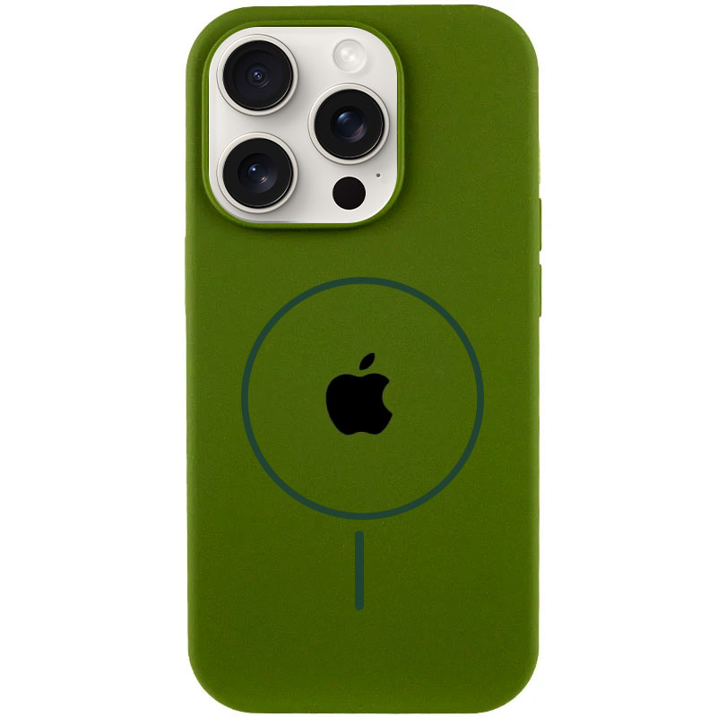Чехол Silicone Case Full Protective (AA) with MagSafe для Apple iPhone 14 Pro (6.1") (Зеленый / Dark Olive)