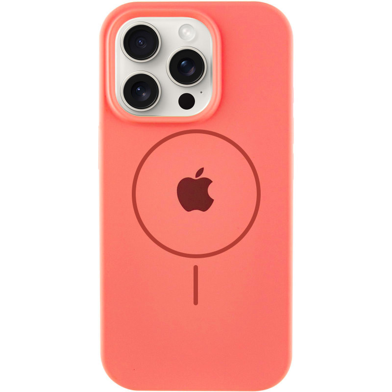 Чехол Silicone Case Full Protective (AA) with MagSafe для Apple iPhone 15 (6.1") (Арбузный / Watermelon red)