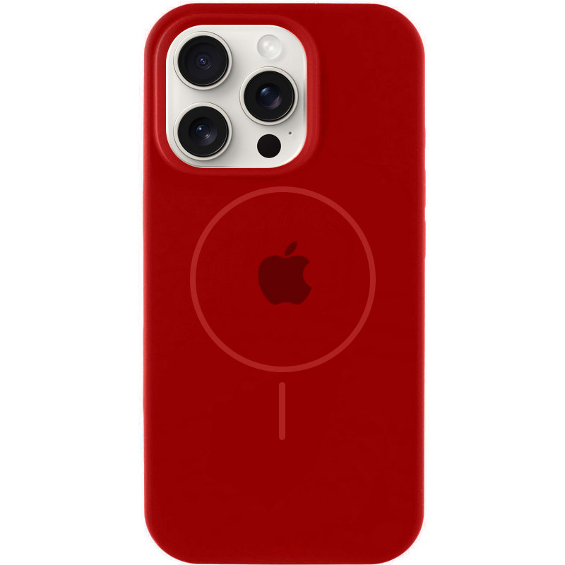 Чехол Silicone Case Full Protective (AA) with MagSafe для Apple iPhone 15 (6.1") (Красный / Deep Red)