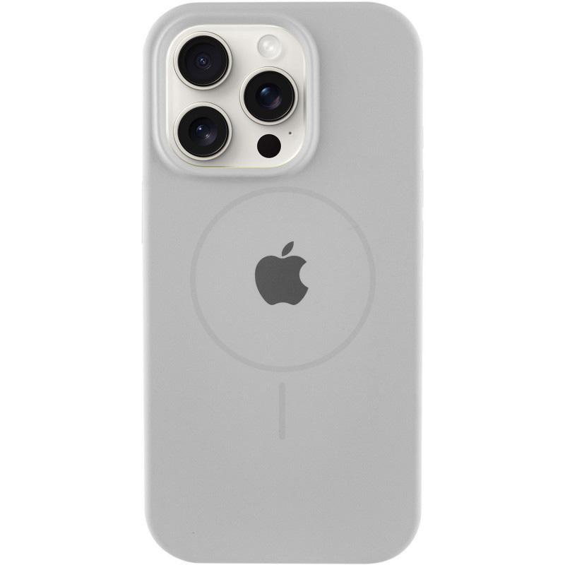 Чехол Silicone Case Full Protective (AA) with MagSafe для Apple iPhone 15 Pro (6.1") (Серый / Light Grey)