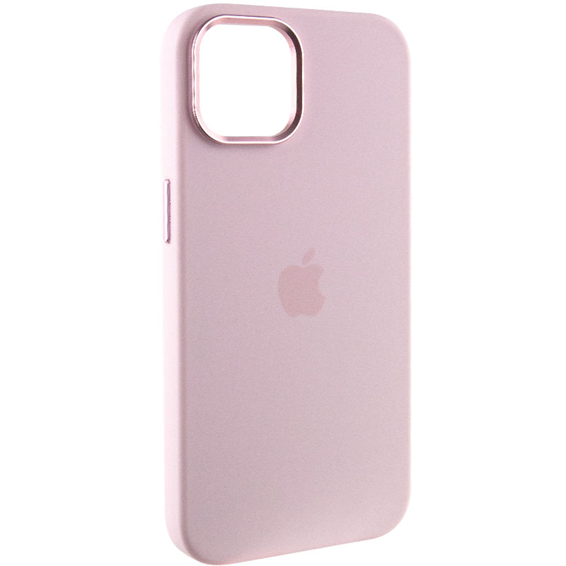Чехол Silicone Case Metal Buttons (AA) для Apple iPhone 12 Pro Max (6.7") (Розовый / Chalk Pink)
