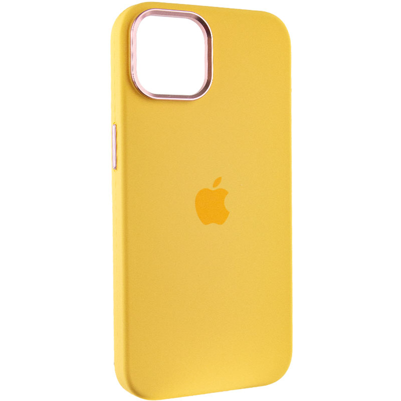 Чехол Silicone Case Metal Buttons (AA) для Apple iPhone 12 Pro Max (6.7") (Желтый / Sunglow)