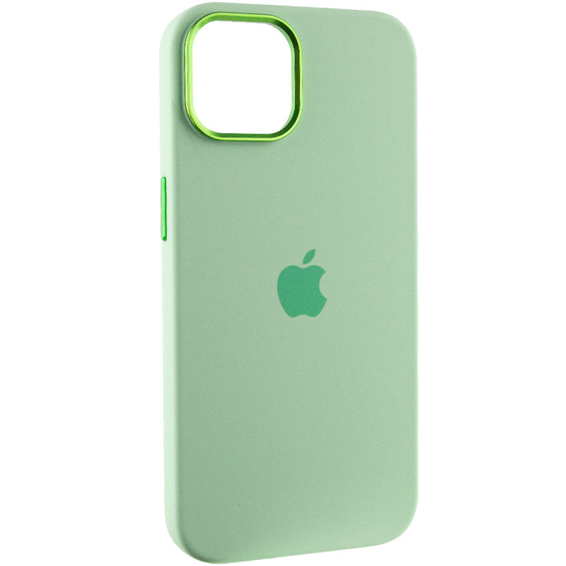 Чехол Silicone Case Metal Buttons (AA) для Apple iPhone 13 (6.1") (Зеленый / Pistachio)