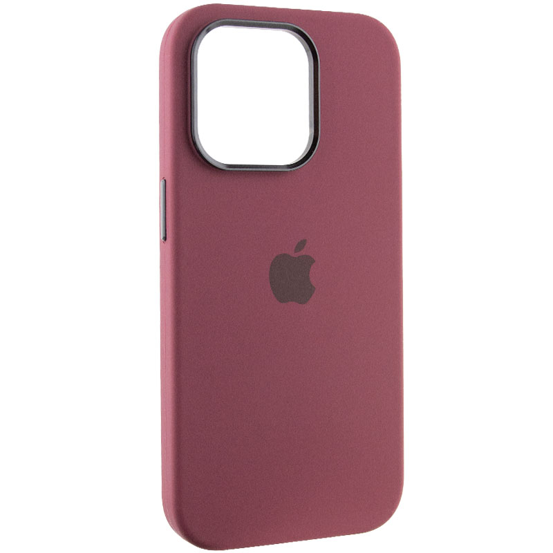 Чохол Silicone Case Metal Buttons (AA) для Apple iPhone 13 Pro (6.1") (Бордовий / Plum)
