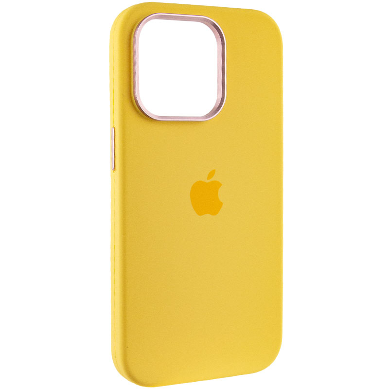 Чехол Silicone Case Metal Buttons (AA) для Apple iPhone 13 Pro (6.1") (Желтый / Sunglow)
