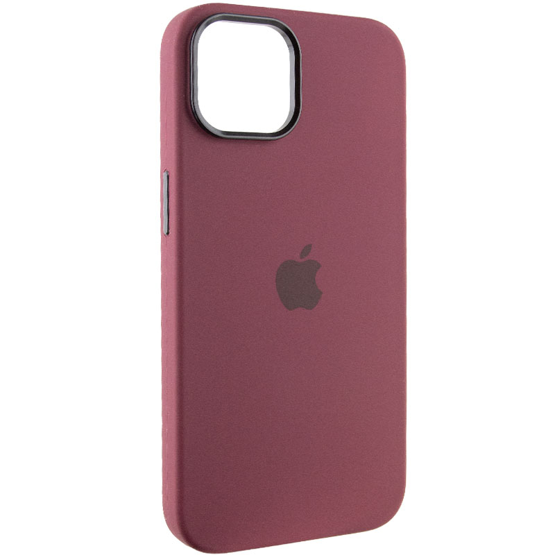Чохол Silicone Case Metal Buttons (AA) для Apple iPhone 14 (6.1") (Бордовий / Plum)