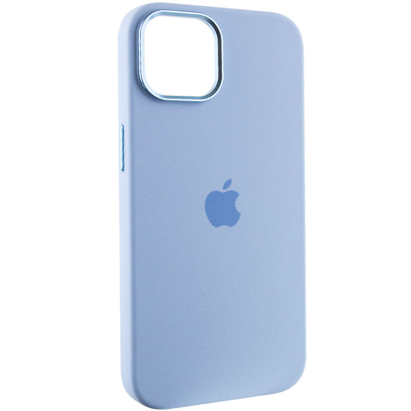 Чехол Silicone Case Metal Buttons (AA) для Apple iPhone 14 (6.1") (Голубой / Blue Fog)