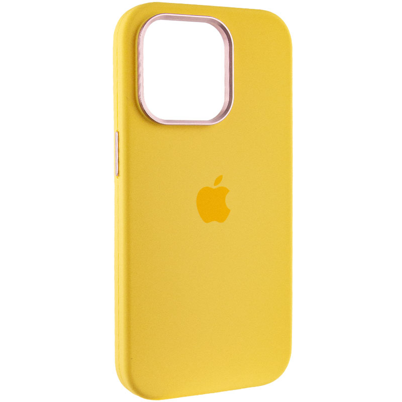 Чохол Silicone Case Metal Buttons (AA) для Apple iPhone 14 Pro (6.1") (Жовтий / Bright Yellow)