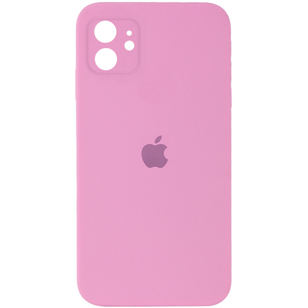 Чехол Silicone Case Square Full Camera Protective (AA) для Apple iPhone 11 (6.1") (Розовый / Light pink)