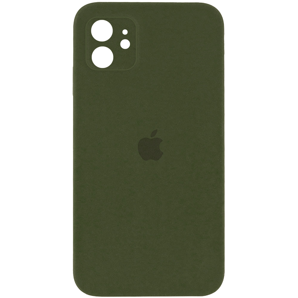 Чохол Silicone Case Square Full Camera Protective (AA) для Apple iPhone 11 (6.1") (Зелений / Dark Olive)