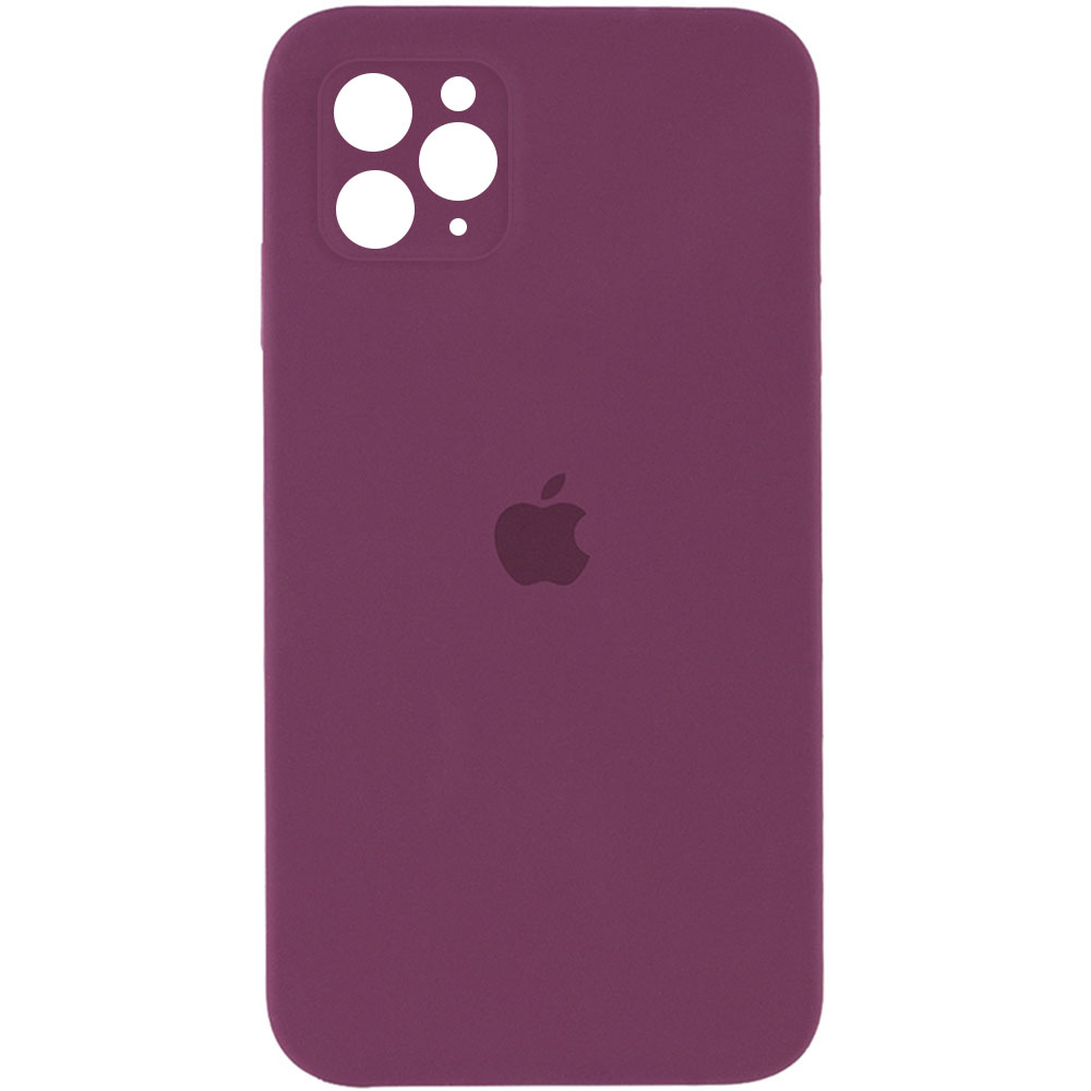 Чохол Silicone Case Square Full Camera Protective (AA) для Apple iPhone 11 Pro (5.8") (Бордовий / Maroon)