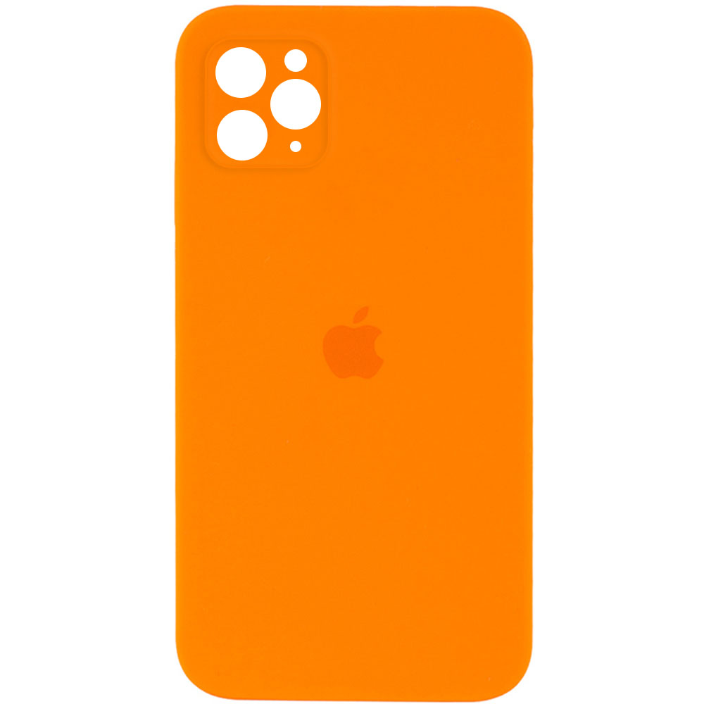 Чехол Silicone Case Square Full Camera Protective (AA) для Apple iPhone 11 Pro (5.8") (Оранжевый / Bright Orange)