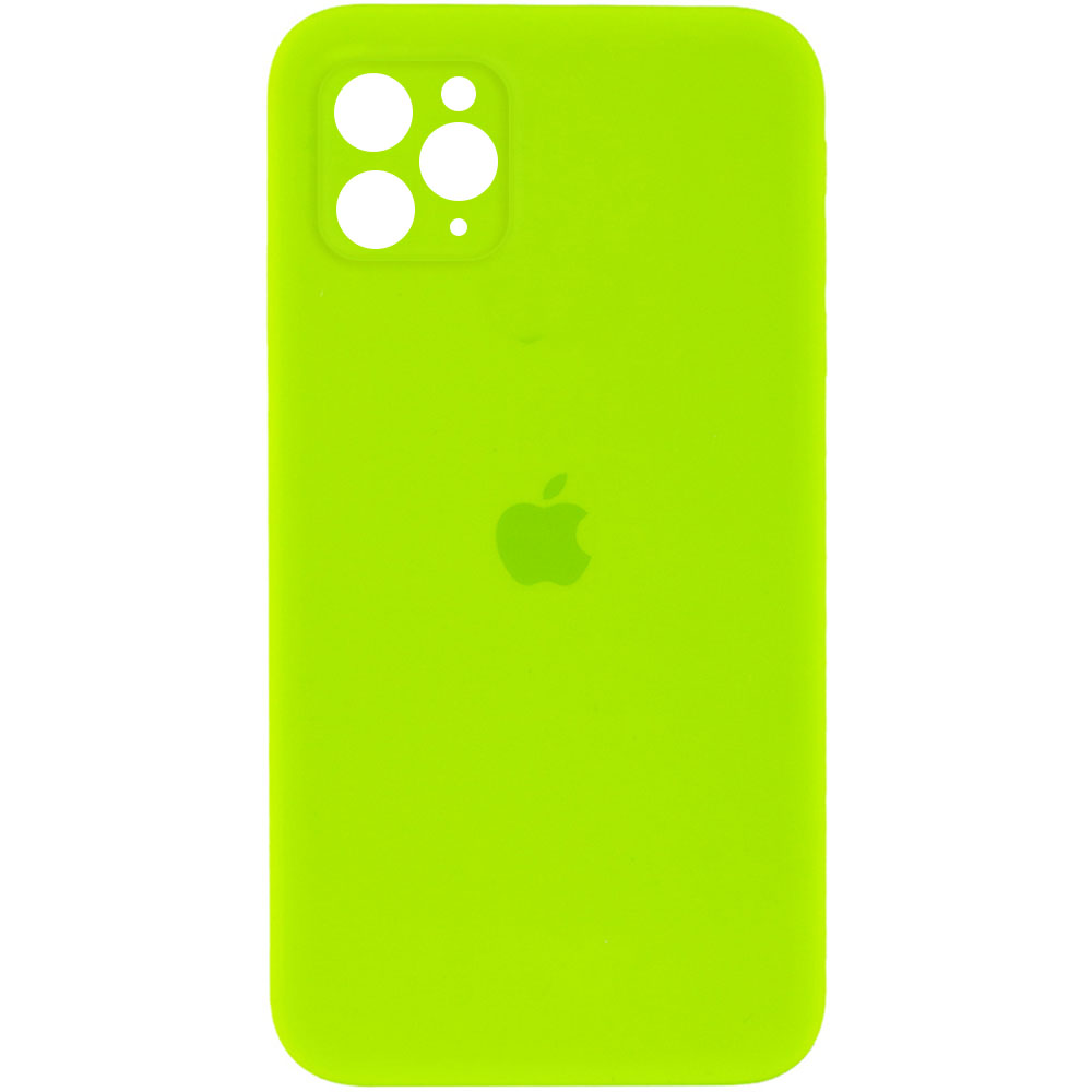 Чехол Silicone Case Square Full Camera Protective (AA) для Apple iPhone 11 Pro (5.8") (Салатовый / Neon green)