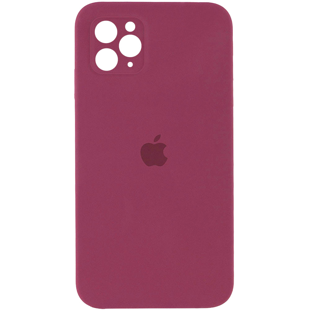 Чехол Silicone Case Square Full Camera Protective (AA) для Apple iPhone 11 Pro Max (6.5") (Бордовый / Plum)