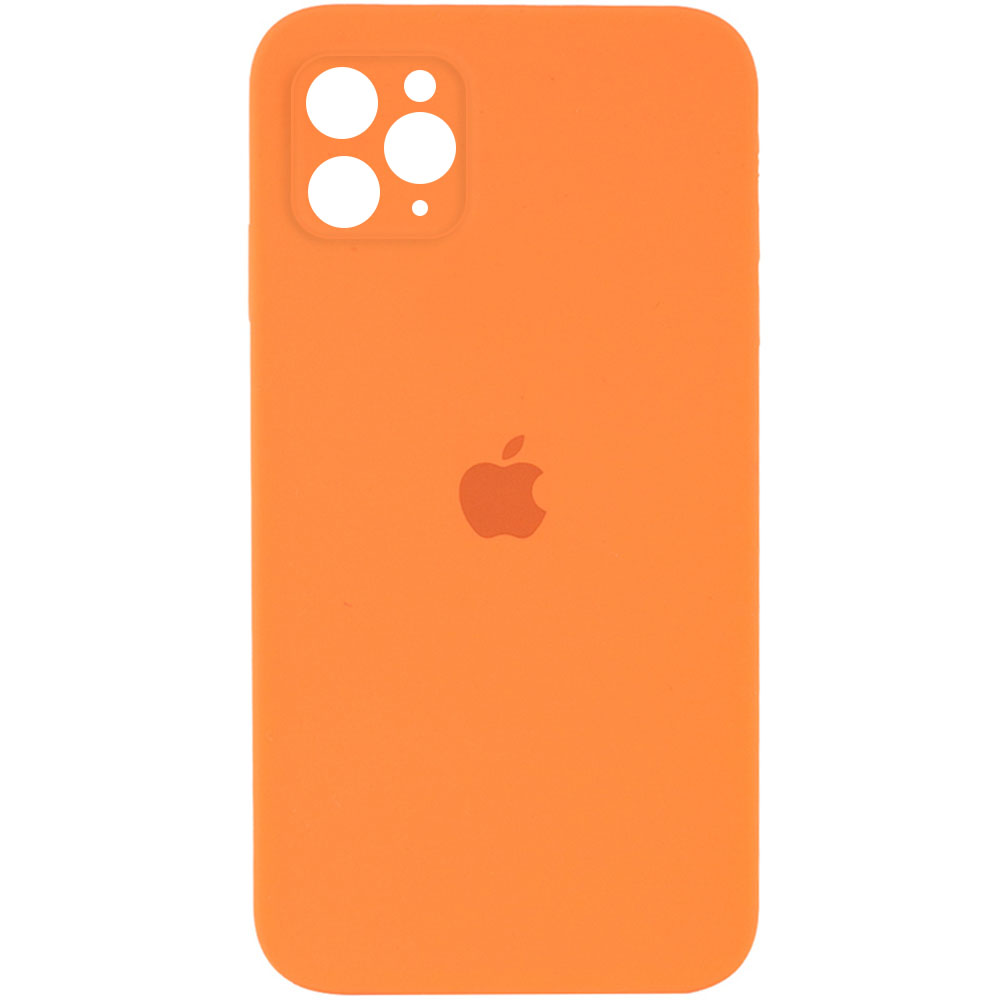 Чехол Silicone Case Square Full Camera Protective (AA) для Apple iPhone 11 Pro Max (6.5") (Оранжевый / Papaya)