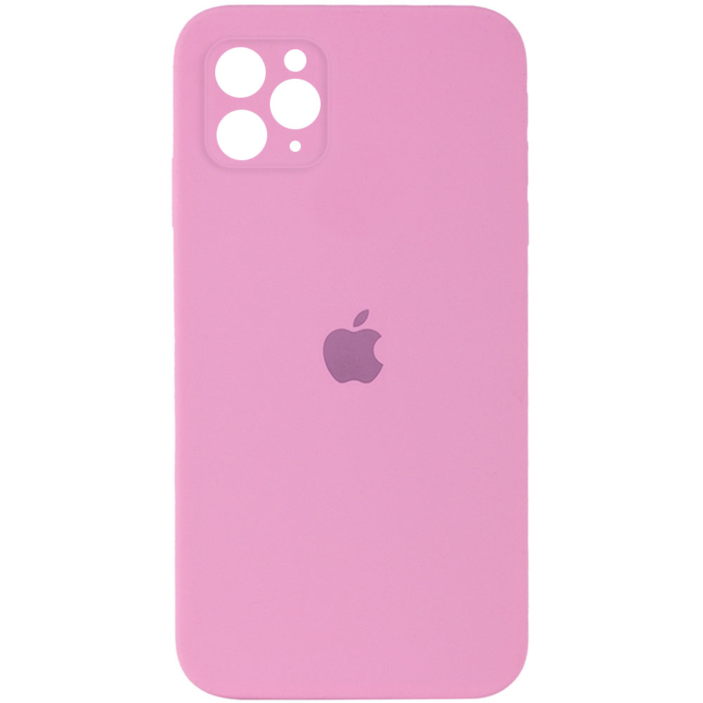 Чехол Silicone Case Square Full Camera Protective (AA) для Apple iPhone 11 Pro Max (6.5") (Розовый / Light pink)