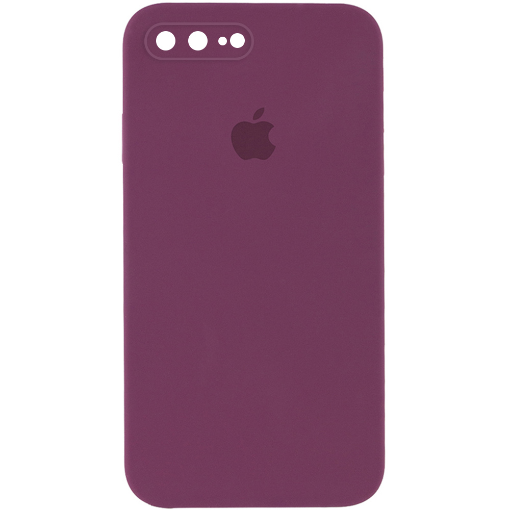 Чехол Silicone Case Square Full Camera Protective (AA) для Apple iPhone 8 plus (5.5'') (Бордовый / Maroon)