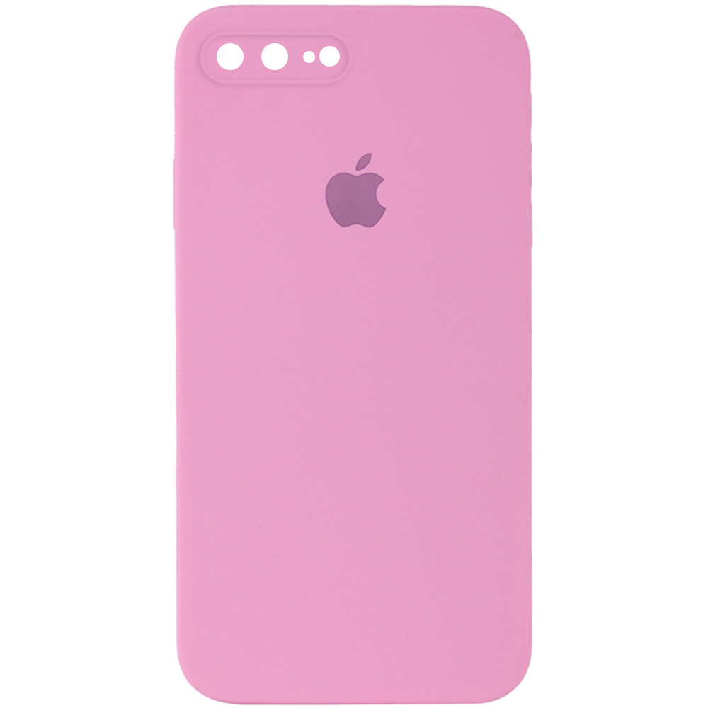 Чехол Silicone Case Square Full Camera Protective (AA) для Apple iPhone 8 plus (5.5'') (Розовый / Light pink)