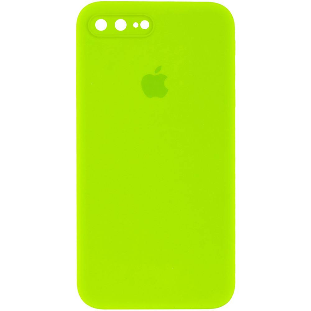 Чохол Silicone Case Square Full Camera Protective (AA) для Apple iPhone 7 plus (5.5'') (Салатовий / Neon green)
