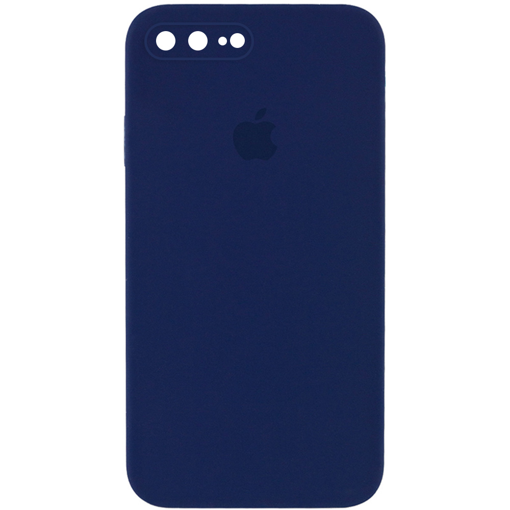 Чехол Silicone Case Square Full Camera Protective (AA) для Apple iPhone 7 plus / 8 plus (5.5") (Темно-синий / Midnight blue)