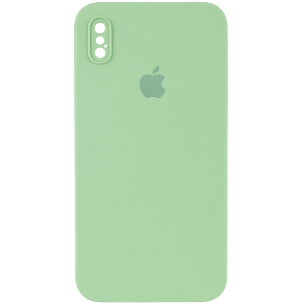 Чехол Silicone Case Square Full Camera Protective (AA) для Apple iPhone X (5.8") (Мятный / Mint)