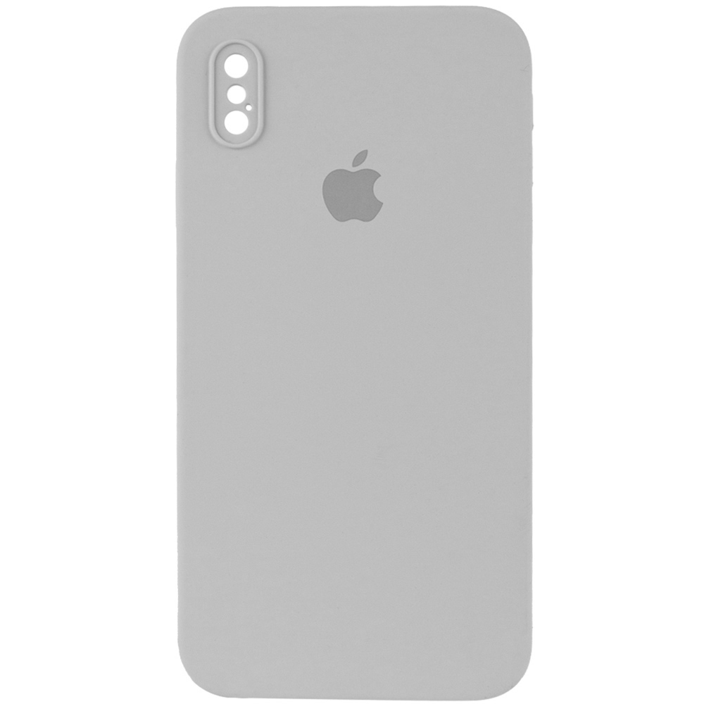Чехол Silicone Case Square Full Camera Protective (AA) для Apple iPhone X (5.8") (Серый / Light Grey)