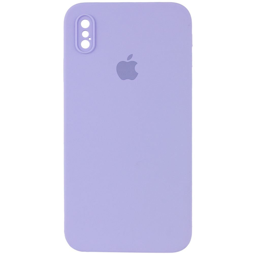 Чохол Silicone Case Square Full Camera Protective (AA) для Apple iPhone XS (5.8") (Бузковий / Dasheen)