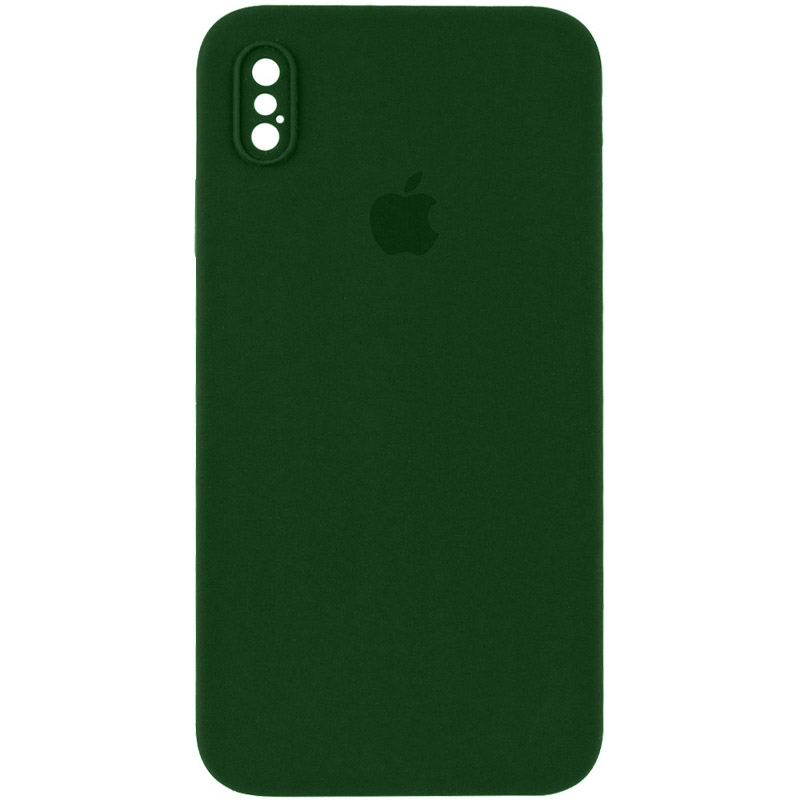 Чохол Silicone Case Square Full Camera Protective (AA) для Apple iPhone XS (5.8") (Зелений / Army green)