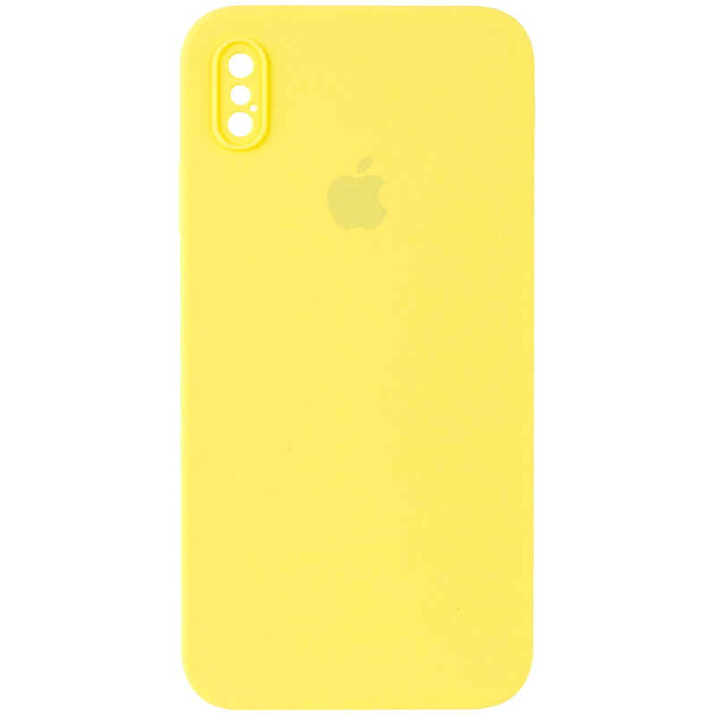 Чехол Silicone Case Square Full Camera Protective (AA) для Apple iPhone XS / X (5.8") (Желтый / Yellow)