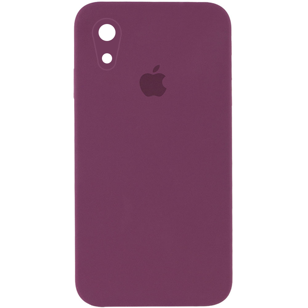 Чехол Silicone Case Square Full Camera Protective (AA) для Apple iPhone XR (6.1") (Бордовый / Maroon)