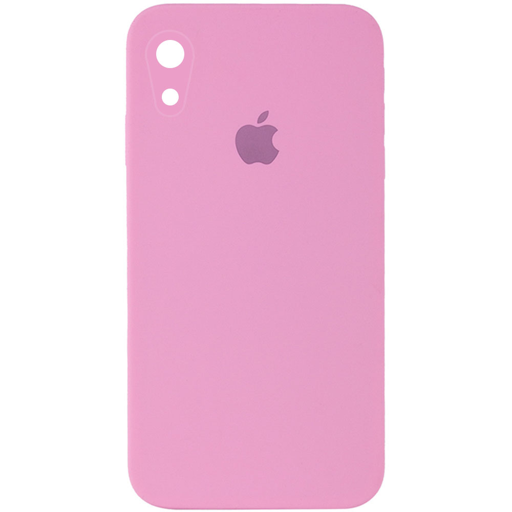 Чохол Silicone Case Square Full Camera Protective (AA) для Apple iPhone XR (6.1") (Рожевий / Light pink)