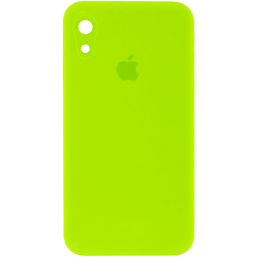 Чохол Silicone Case Square Full Camera Protective (AA) для Apple iPhone XR (6.1") (Салатовий / Neon green)