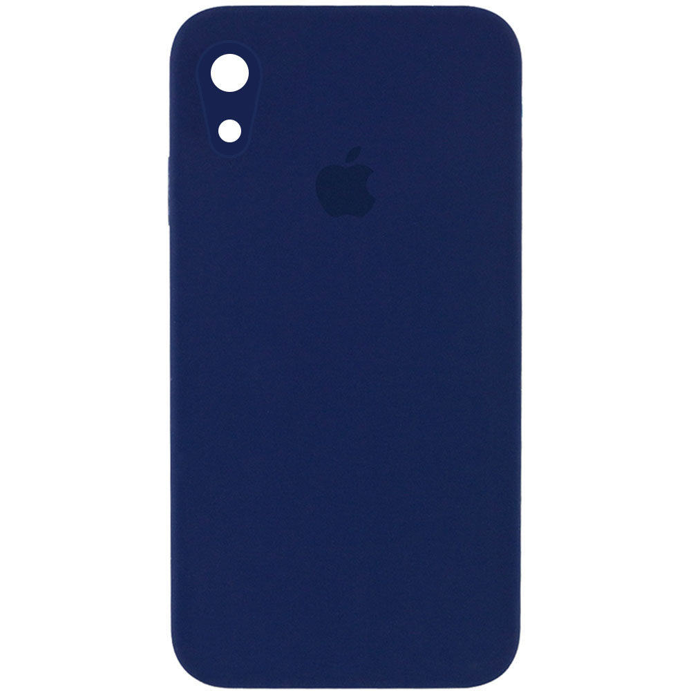 Чехол Silicone Case Square Full Camera Protective (AA) для Apple iPhone XR (6.1") (Темно-синий / Midnight blue)