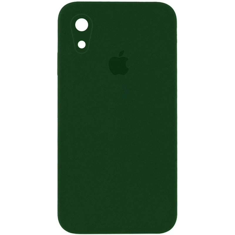 Чехол Silicone Case Square Full Camera Protective (AA) для Apple iPhone XR (6.1") (Зеленый / Army green)