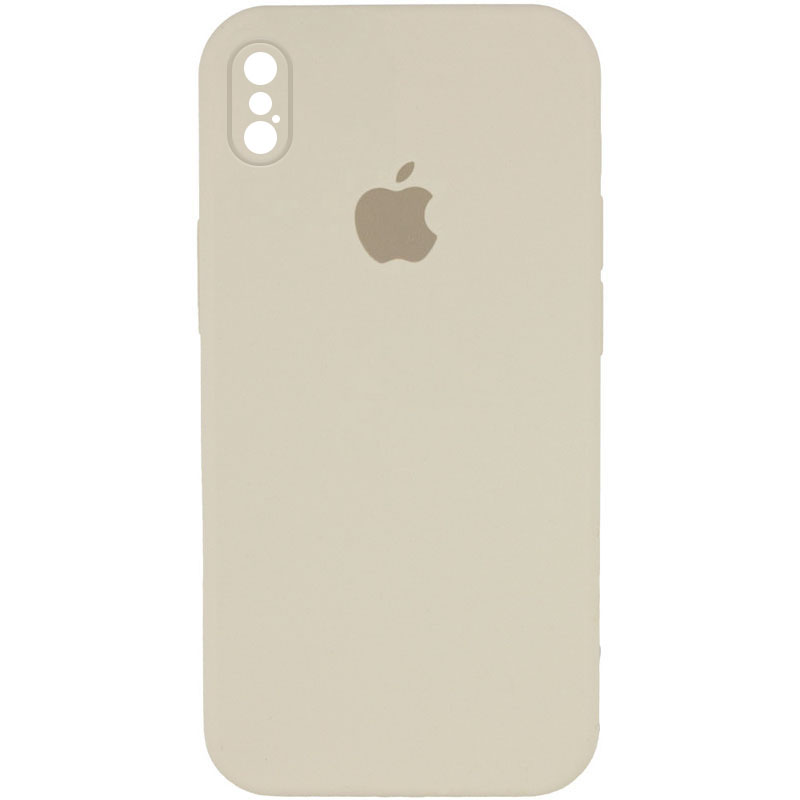 Чехол Silicone Case Square Full Camera Protective (AA) для Apple iPhone X (5.8") (Бежевый / Antigue White)