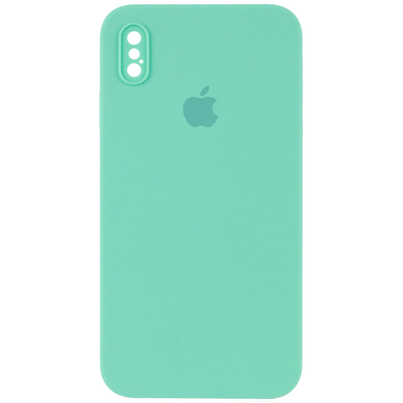Чехол Silicone Case Square Full Camera Protective (AA) для Apple iPhone X (5.8") (Бирюзовый / Turquoise)