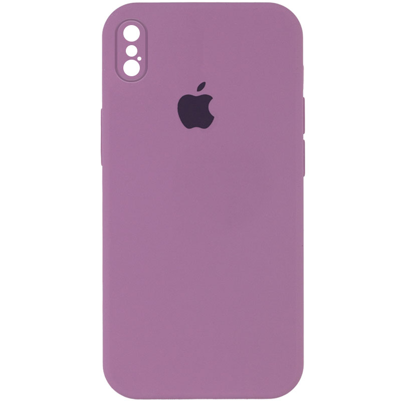 Чехол Silicone Case Square Full Camera Protective (AA) для Apple iPhone X (5.8") (Лиловый / Lilac Pride)