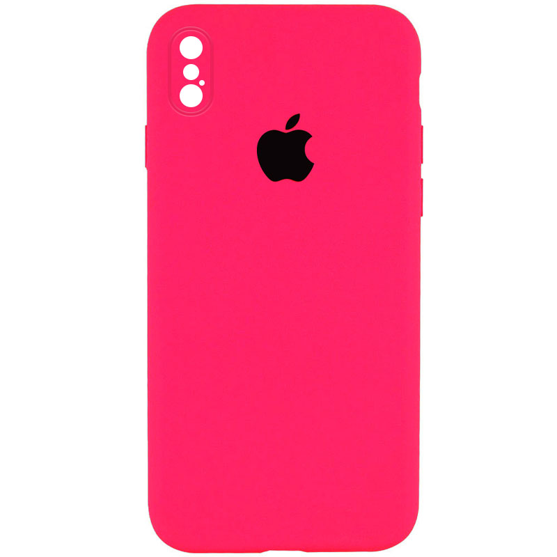 Чехол Silicone Case Square Full Camera Protective (AA) для Apple iPhone X (5.8") (Розовый / Barbie pink)
