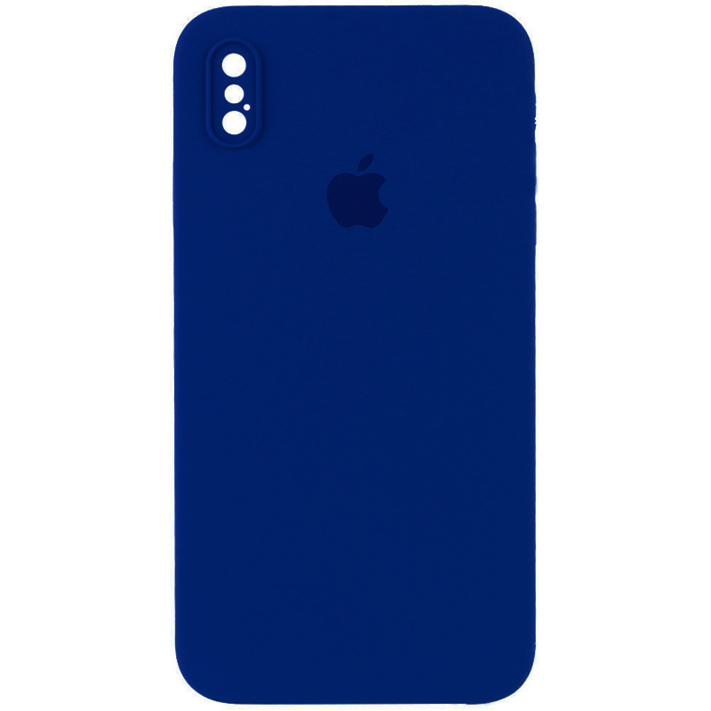 Чохол Silicone Case Square Full Camera Protective (AA) для Apple iPhone X (5.8'') (Синій / Deep navy)