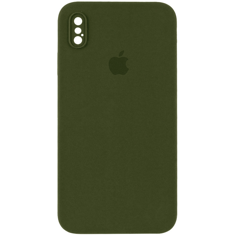 Чехол Silicone Case Square Full Camera Protective (AA) для Apple iPhone X (5.8") (Зеленый / Dark Olive)