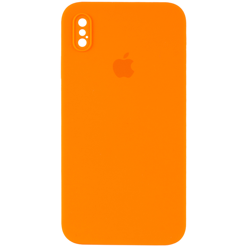 Чехол Silicone Case Square Full Camera Protective (AA) для Apple iPhone XS Max (6.5") (Оранжевый / Bright Orange)